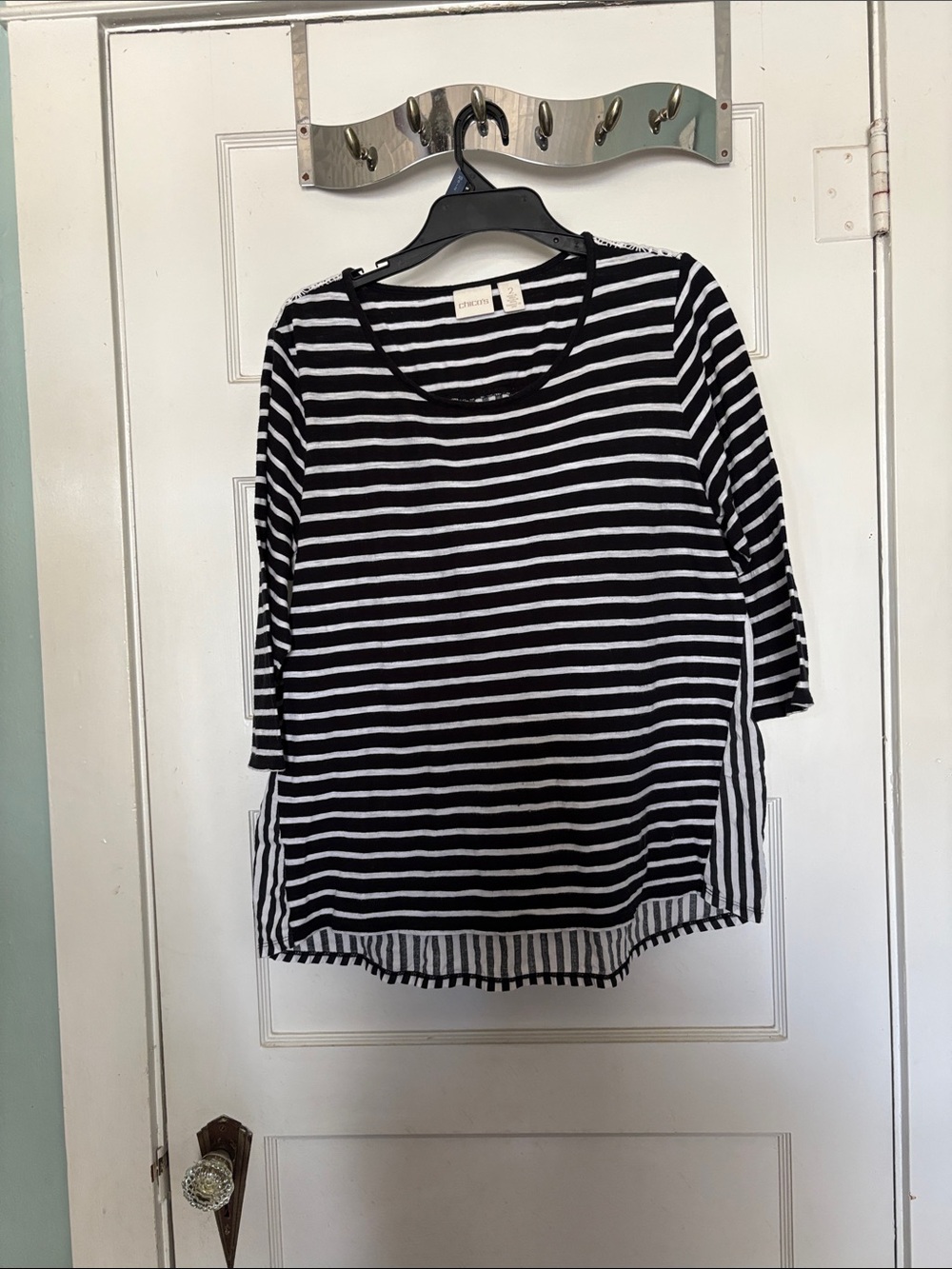 Chico’s Black & White Striped Women's Top Size 2 (US 12)